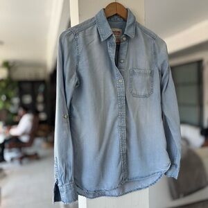 Massimo Supply Co Light Blue Chambray Denim Jean Button Down Shirt